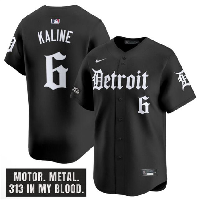 Men's Detroit Tigers #6 Al Kaline Black 'Motor Gothic Edition' Vapor Premier Limited Stitched Baseball Jersey Men's Detroit Tigers #6 Al Kaline Black 'Motor Gothic Edition' Vapor Premier Limited Stitched Baseball Jersey